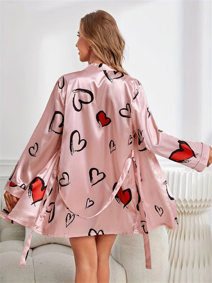 Amara™ - Satin Nightgown with Heart Print