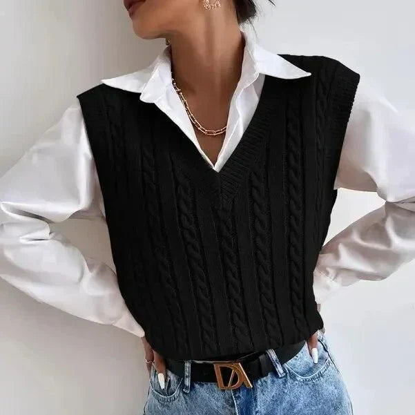 Gina - Sleeveless knitted women's cardigan