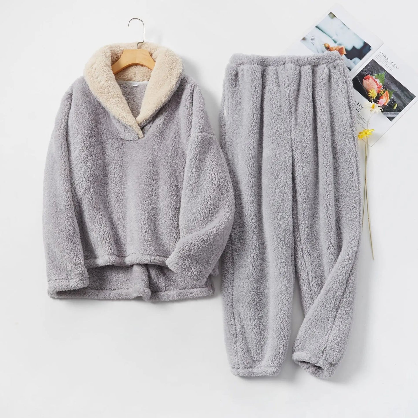 2-piece fleece loungewear set - cozy women's pajama set