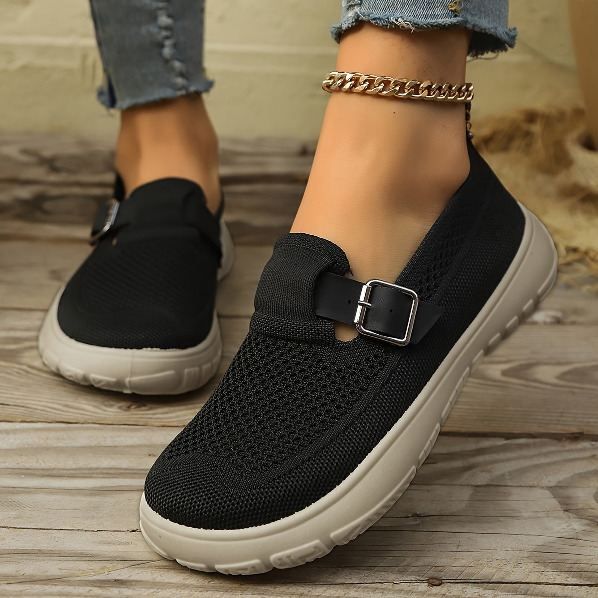 Mira - Orthopedic Stretch Slip-On with Buckle Detail