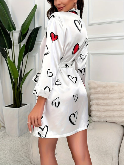 Amara™ - Satin Nightgown with Heart Print 