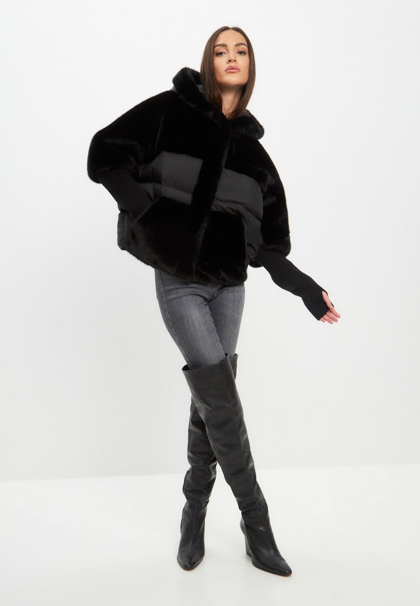 Celeste™ | Oversized Faux Fur Jacket - Black