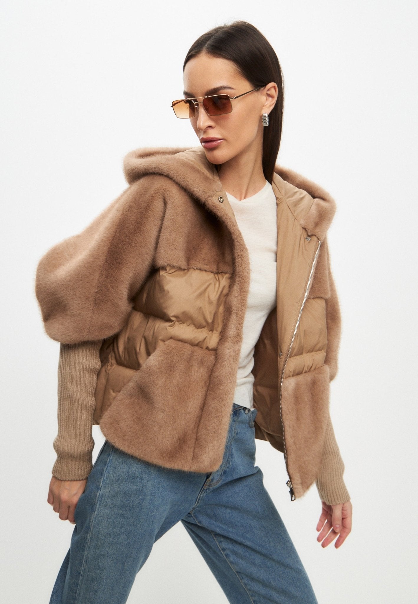 Celeste™ | Oversized Faux Fur Jacket - Beige