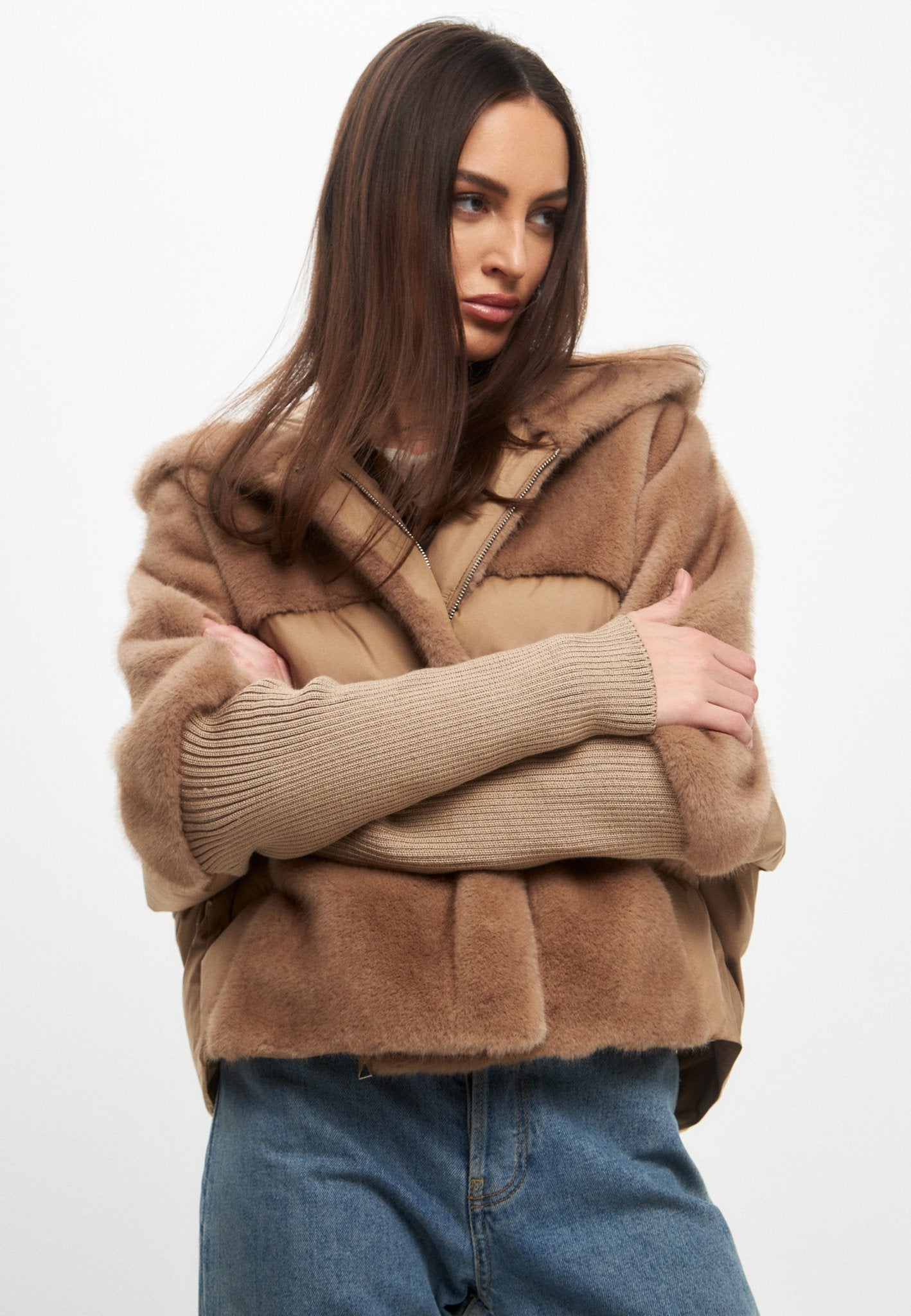 Celeste™ | Oversized Faux Fur Jacket - Beige