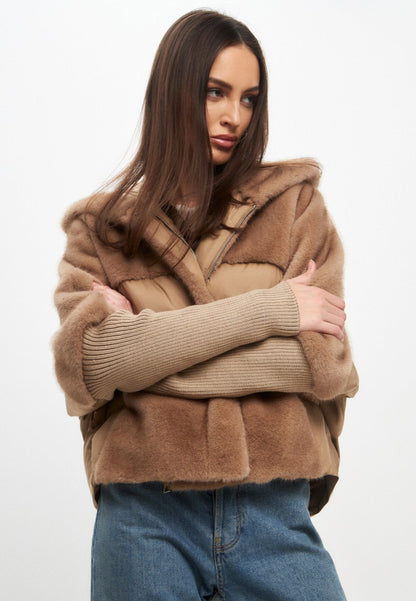 Celeste™ | Oversized Faux Fur Jacket - Beige