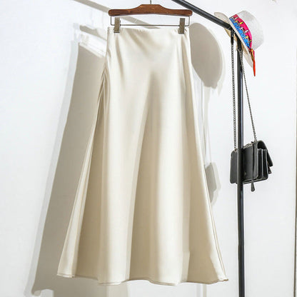 Onni | Trendy satin striped A-line skirt for women