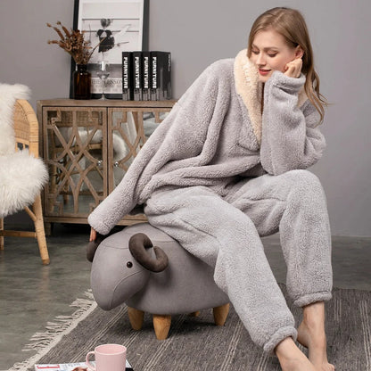 2-piece fleece loungewear set - cozy women's pajama set