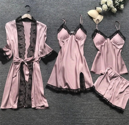 3-piece silk sleep set - luxurious women's nightwear ensemble