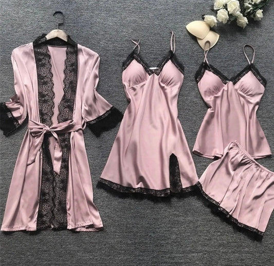 3-piece silk sleep set - luxurious women's nightwear ensemble