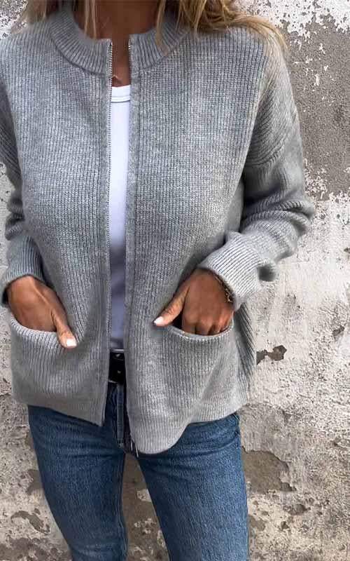 Audrey | Zipper Knitted Cardigan for Women